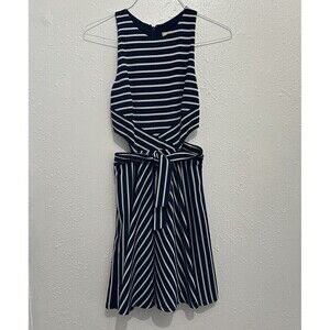 Anthropologie Hutch Womens Kinsley Striped Cutout Dress S Blue Stripe Nautical